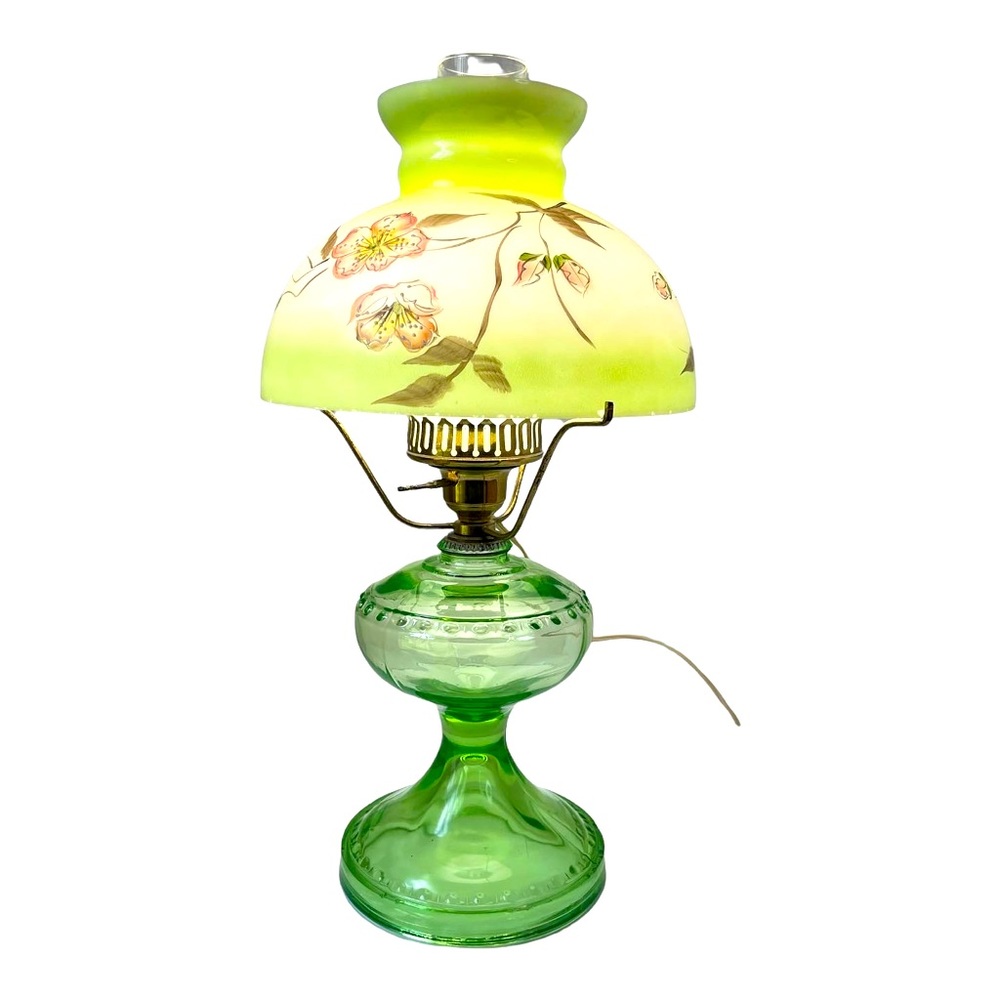 Uranium Glass Lamp Mid Century Modern Decor